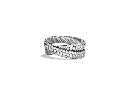 Rhodium Plated Micro Pave Overlap Ring